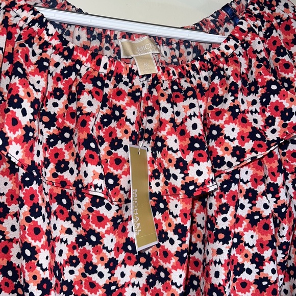 MICHAEL MICHAEL KORS • OFF THE SHOULDER GERANIUM PEASANT BLOUSE - Picture 3 of 6